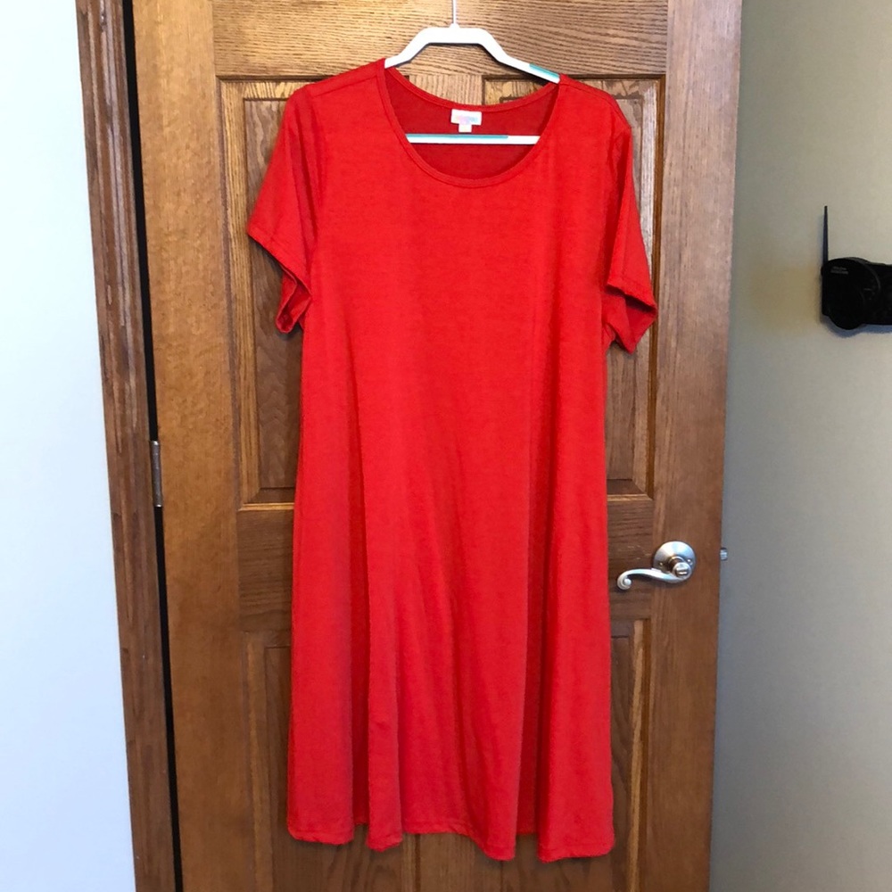 Lularoe Reddish Orange Jessie Dress w/Pockets NWOT